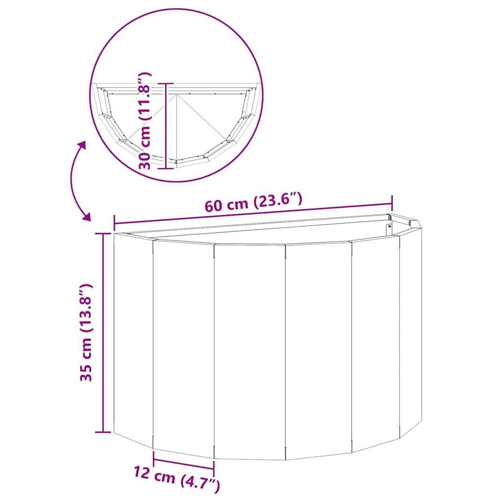 Planter Anthracite 60 X 30 X 35 Cm Steel