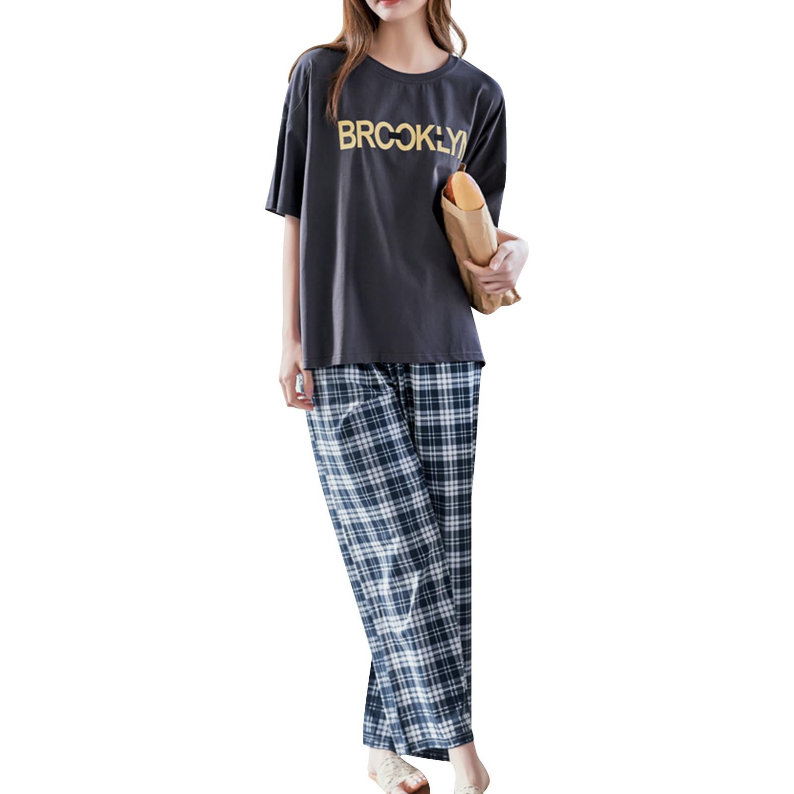 

Пижамный комплект для дома [Sanmadora] женский, топ и низ, шорты с карманами, рукава 3/4, одежда для отдыха,