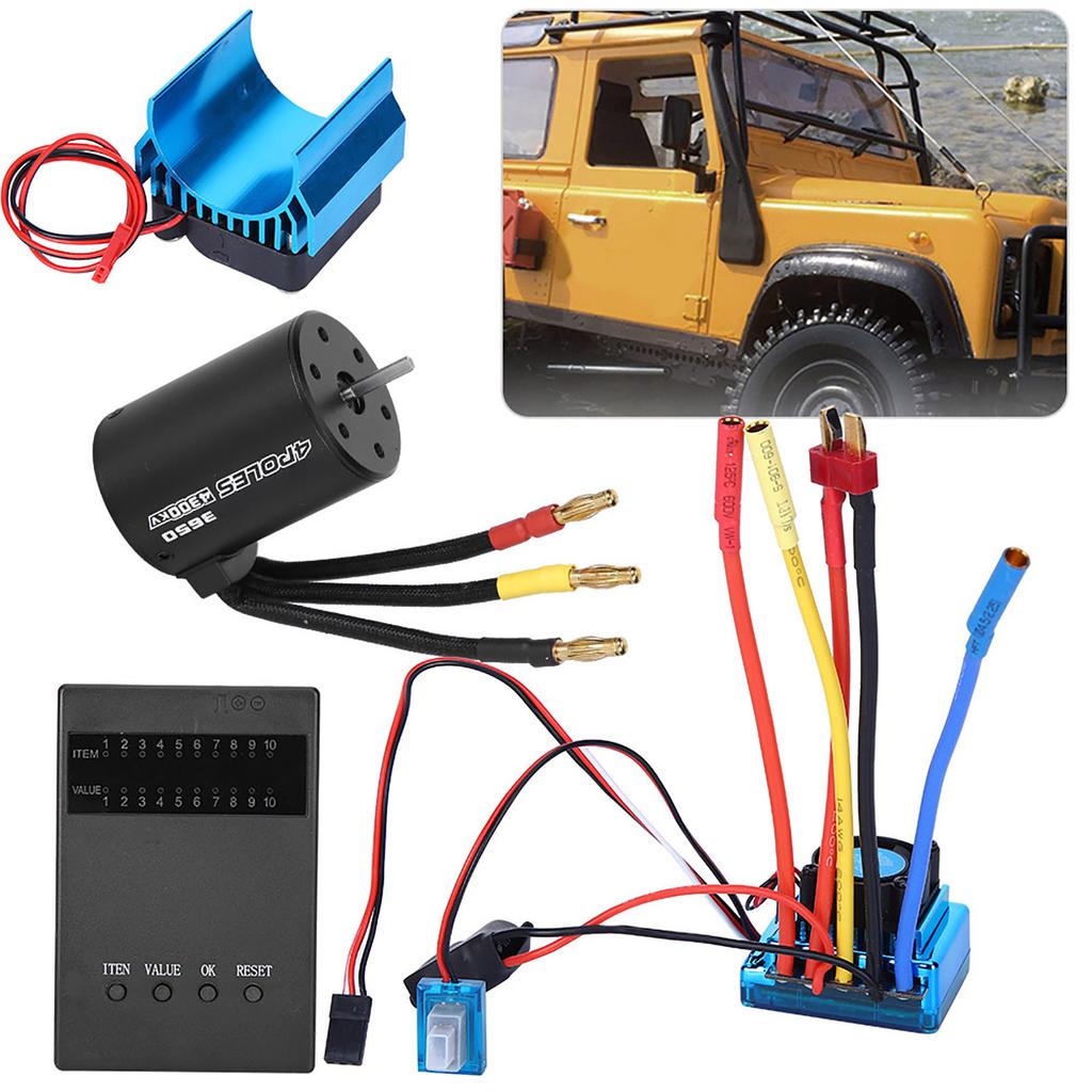 3650 Motor 4300KvBrushless ESC Heat Sink Program Card Set for 1 10 RC Car