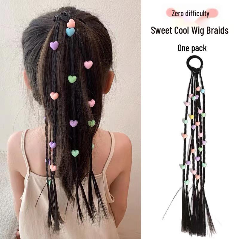 Sweet Cool Boxer Braids Wig for Kids - Ponytail Heart Braids Hair Ties & Accessories