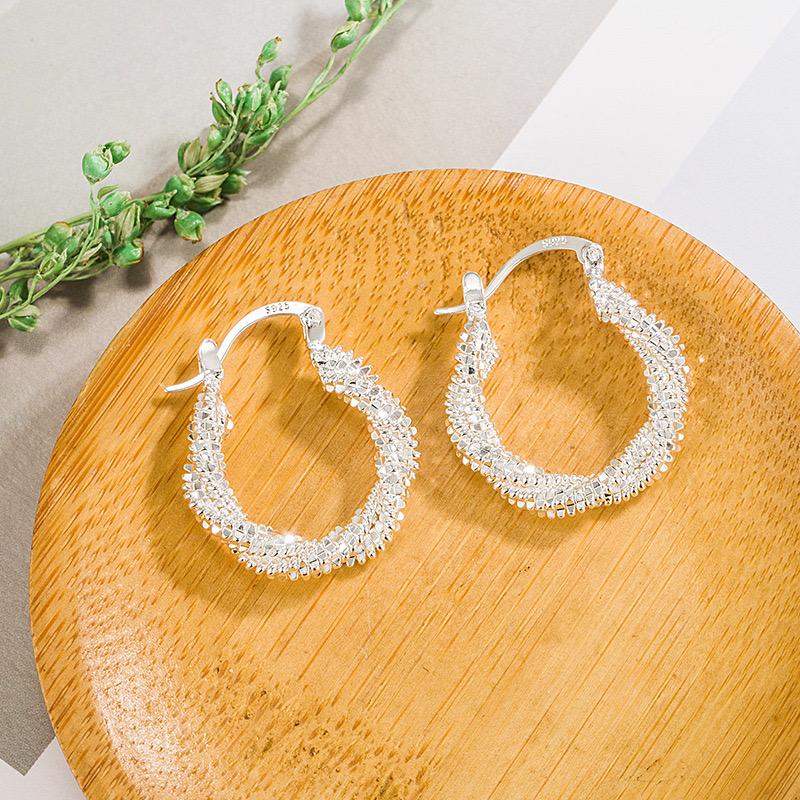 

BF CLUB 925 Sterling Silver Sparckling Earrings For Women Trendy Earring Jewelry Prevent Allergy Party Accessories Gift