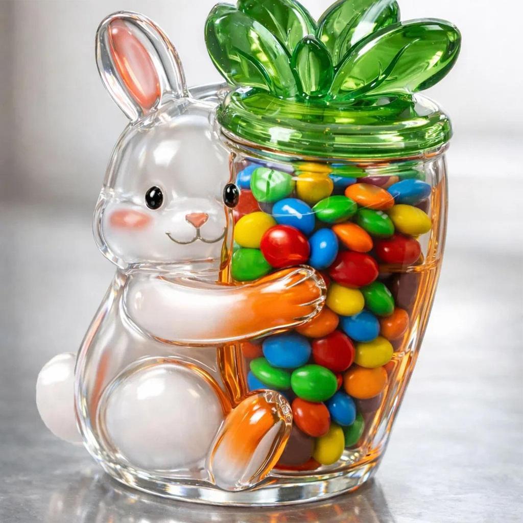 Easter Cookie Jar Bunny Cute Portable Decor Easter Home Decor for Party Christmas Birthday Weekday Snack Serving Offices Dorm