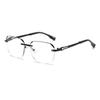 Popular Anti-blue Reading Glasses Fashionable Frameless Plain Diamond Men's and Women's Polygonal Reading Glasses