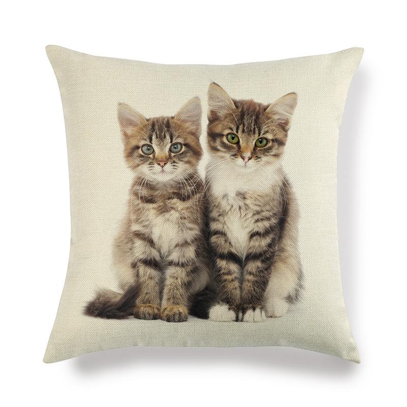 Cartoon Cat Pattern Series Super Soft Cotton and Linen Material Pillow Cover for Home Sofa Decoration Pillow Cover