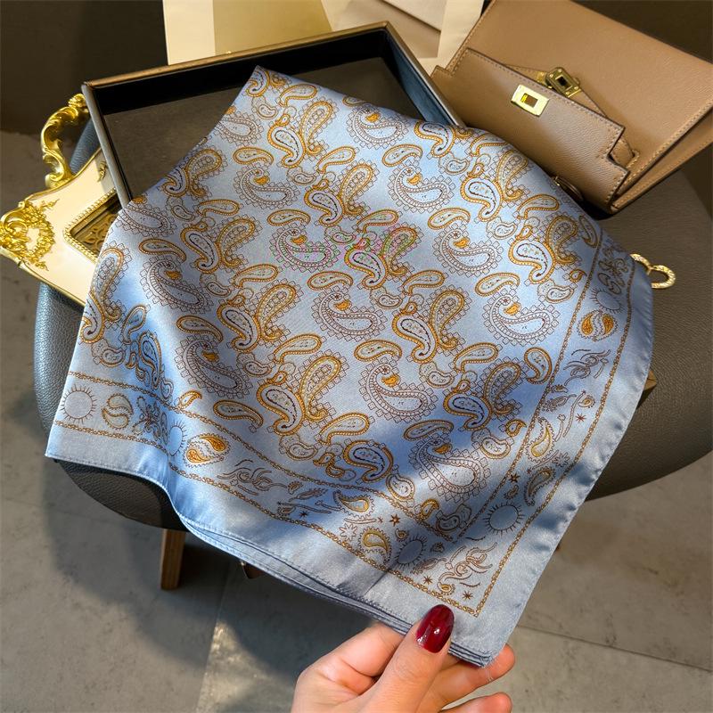 European American 70cm Small Square Imitation Silk Scarf - Printed Versatile Headscarf/Neck Protector