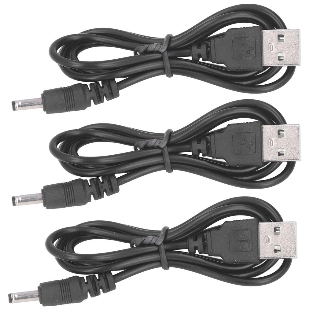 3Pcs USB Power Cord 3.5x1.35mm Jack Charging Cable Wire Line DC 5V for Fan Phone Speaker
