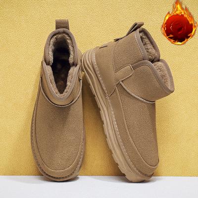 Men's Winter Snow Boots Suede Chelsea Boots Casual Warm Fur Fleece Lining Anti-Slip Ankle Booties Shoes for Men Outdoor Walking Short Boots Shoes