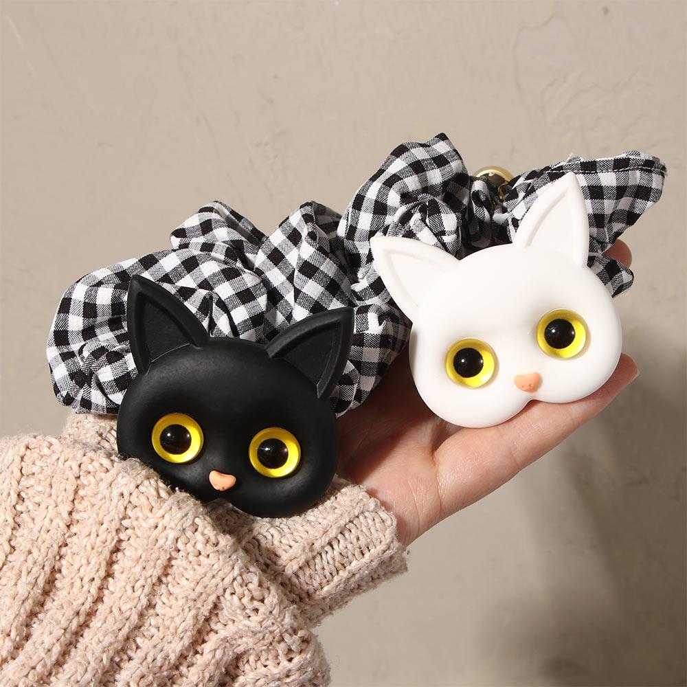 

Cat Fabric Girls Korean Style Accessories Women Scrunchies Elastic Hair Bands Plaid Hair Rope белый