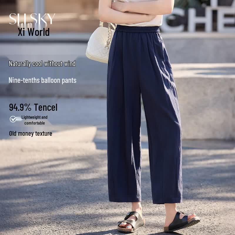 Sllsky Women s Tencel Cropped Harem Pants S