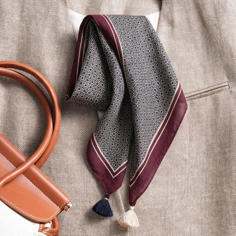 New 71 polka dot small square scarf silk scarf women's Korean velvet double-sided hanging ear neck protection small scarf scarf shawl