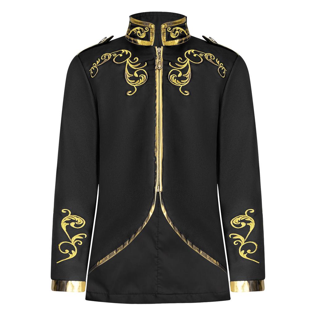 Boys Halloween Medieval Prince Costume Gold Embroidered Jacket Retro Palace Court Uniform