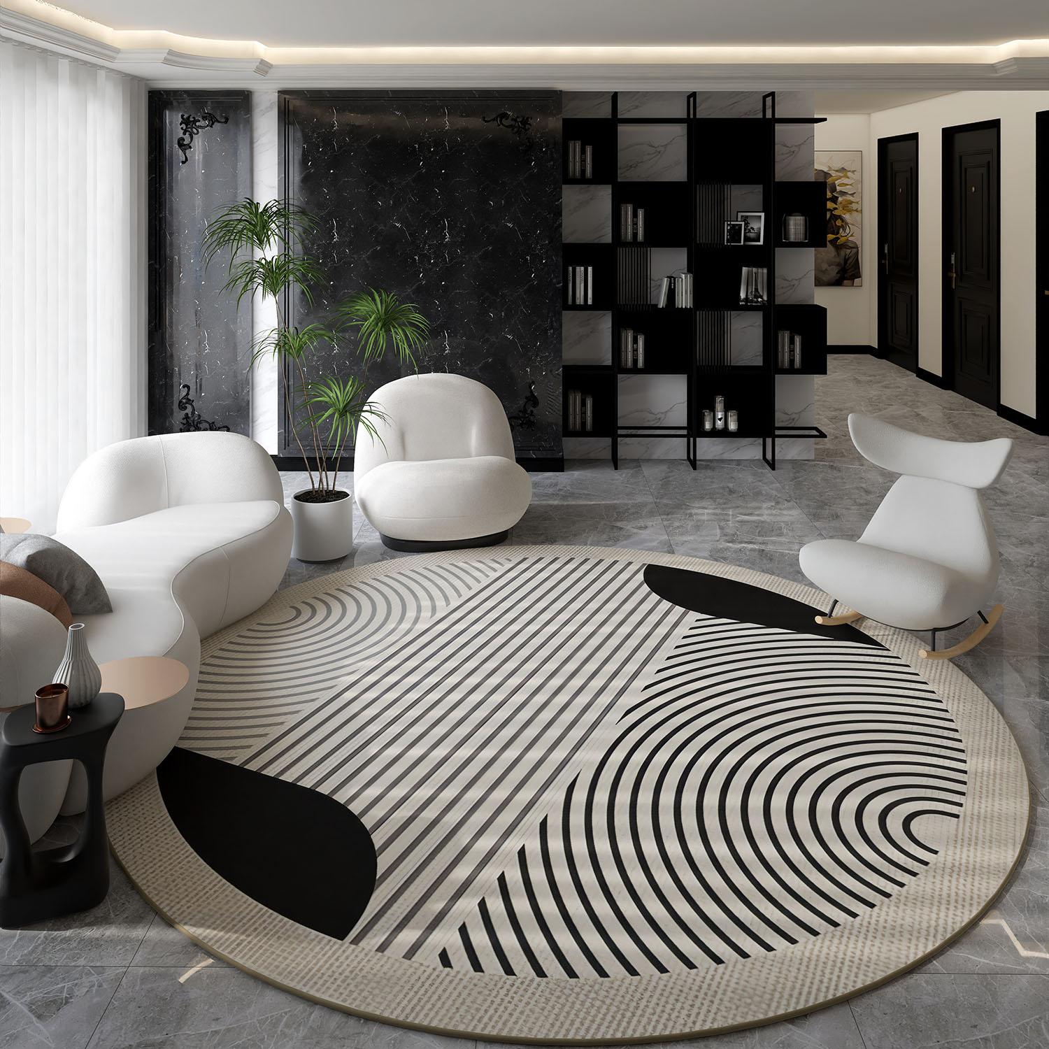 Nordische Stijl Woonkamer Decoratie Rond Tapijt Licht Luxe Tapijten voor Slaapkamer Verdikt Pluche Vloermat Pluizig Zacht Kleedkamer Tapijt 180x180CM