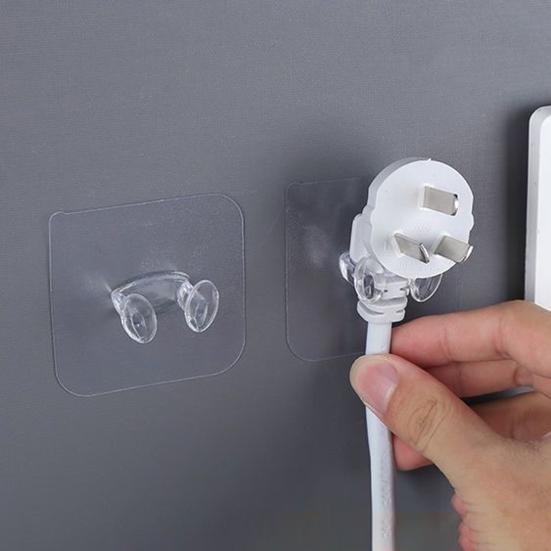 10/20Pcs Wall Mounted Storage Hooks Cord Holder Transparent Easy to Install Adhesive