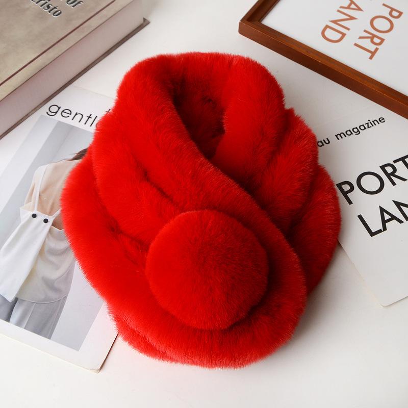 Ladies' Warm Faux Fur Scarf, Thickened and Fashionable Plush Scarf for Autumn and Winter