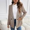2025 New Spring Autumn Vintage Houndstooth Blazer Women's Office Casual Commute Outerwear
