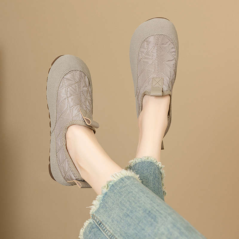 Soft sole soft surface comfortable pregnant women single shoes women's autumn 2025 new one-pedal round head flat bottom casual Doudou shoes