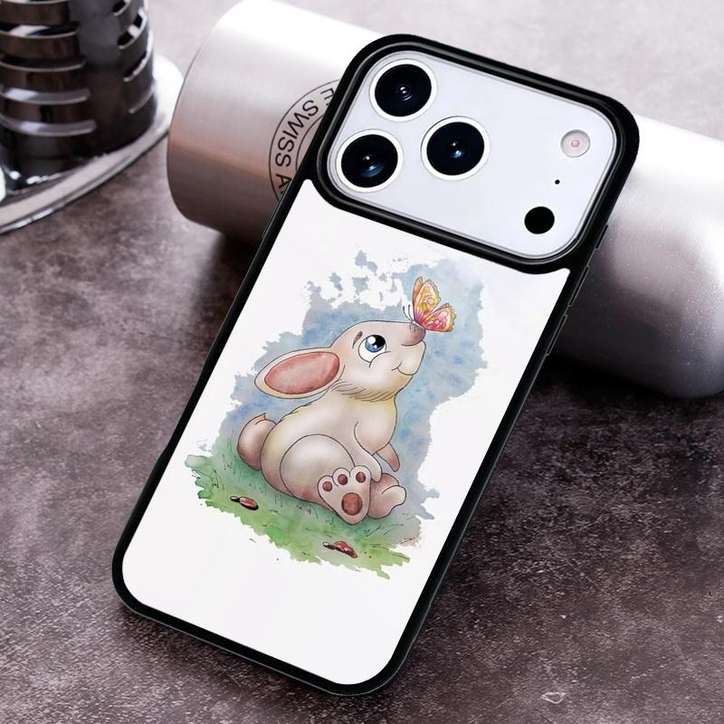 Bunny Rabbit Painting Design Phone Case For iPhone 17 16 15 14 13 12 11 Pro Max Plus 17Air Soft Silicone Cover