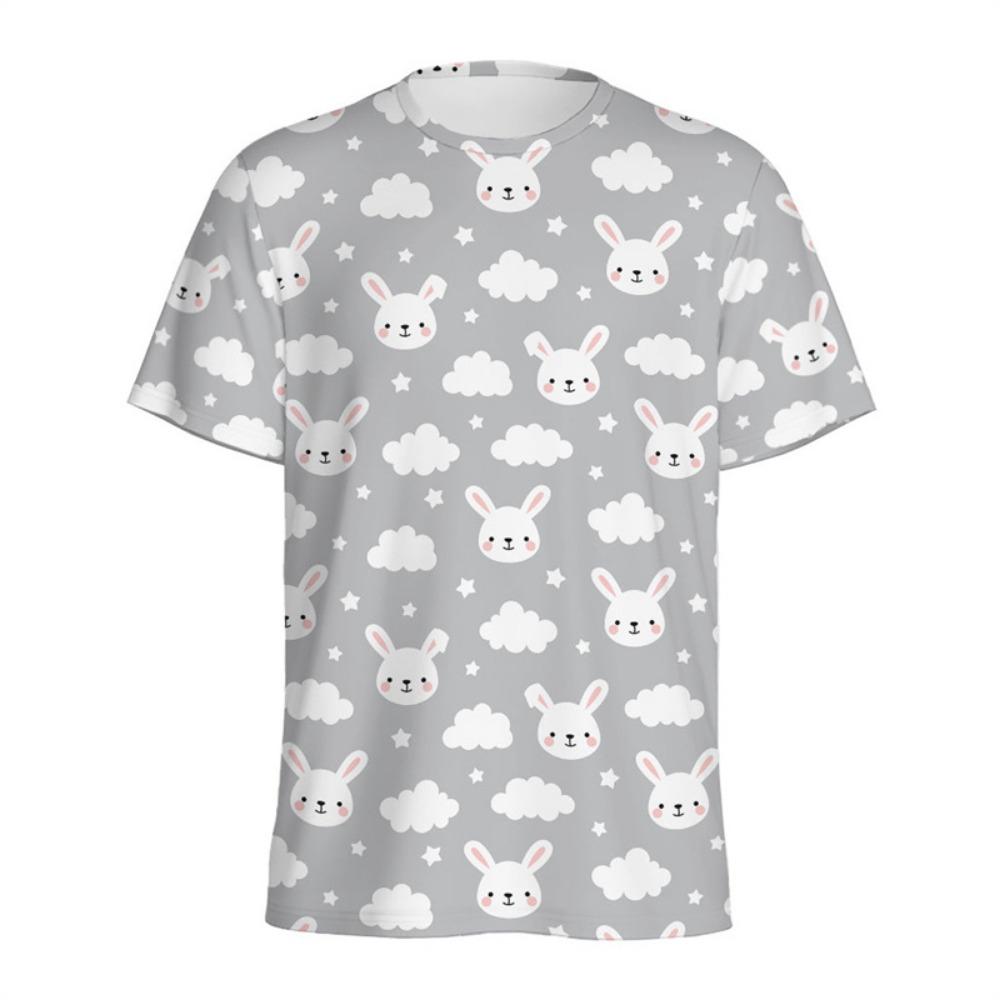 Cartoon Rabbit Graphic T-shirt For Men Women Fashion 3D Printed Animal T Shirts Summer Round Neck Tees Loose Short Sleeves