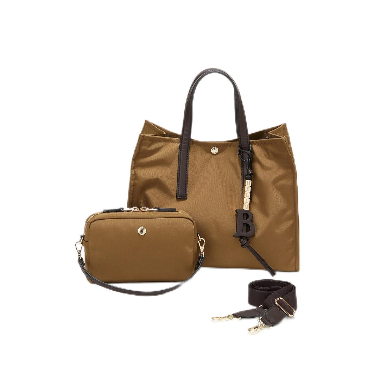 

[Breath TOPKAPI] Water-Repellent Multi-Way Square A4 Tote Bag with 10 Pockets (Camel)