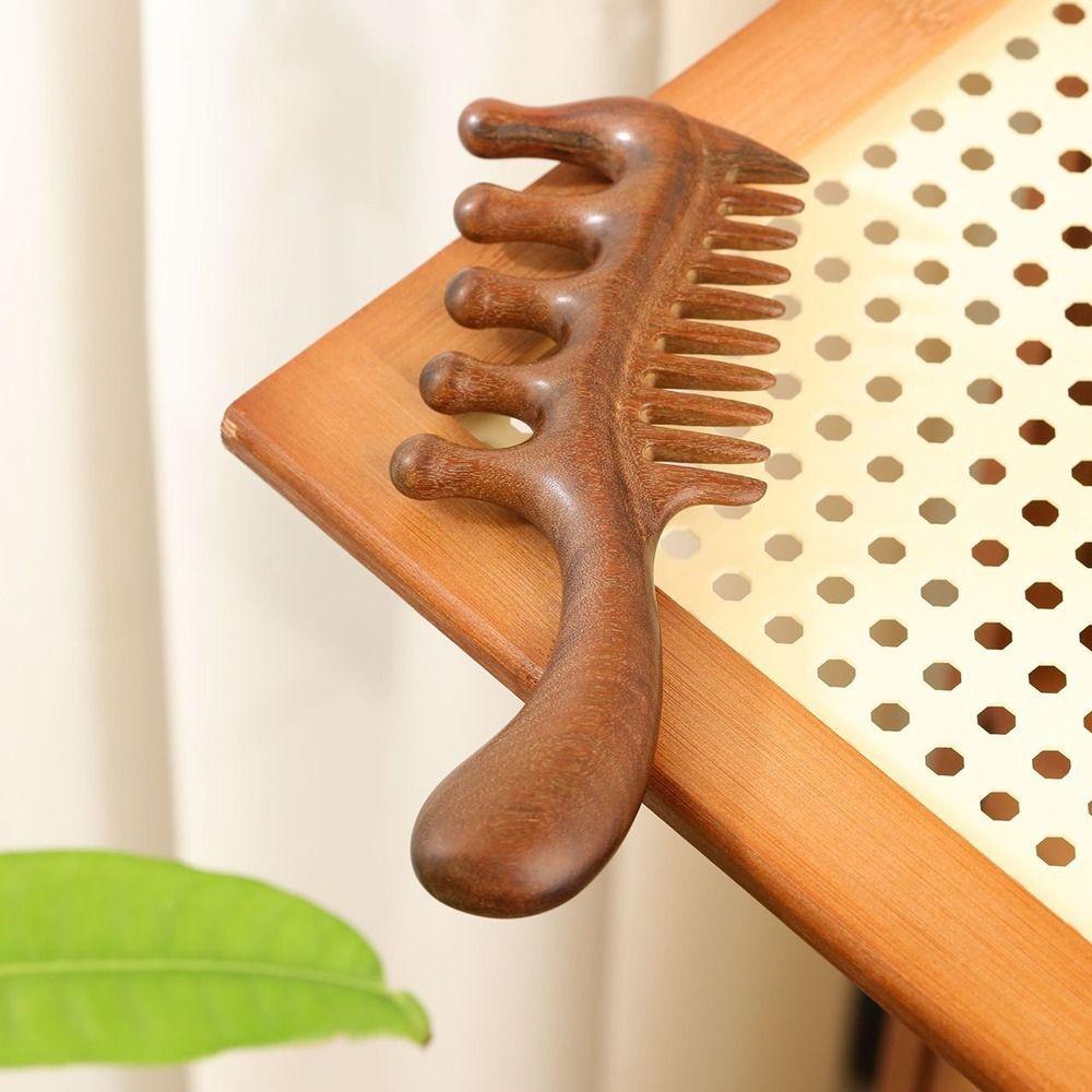 Wide Thick Scalp Massage Comb 2 in 1 Head Meridian Hair Comb Natural Sandalwood Hairbrush  Gua Sha