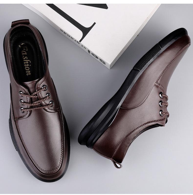 Autumn New Men’s Breathable Leather Loafers - Soft Sole Cowhide Casual Shoes for Middle-Aged Men