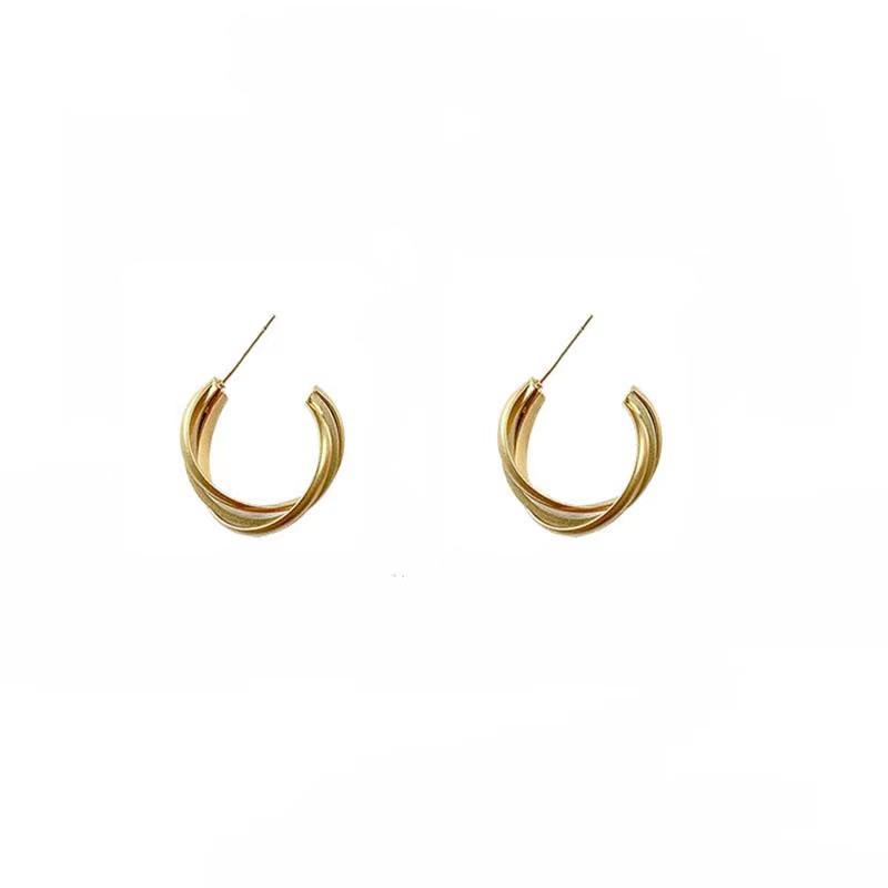 

ER-1 Retro Geometric Cable Knit Korean Circle Earrings - High-End Ear Cuffs for Women