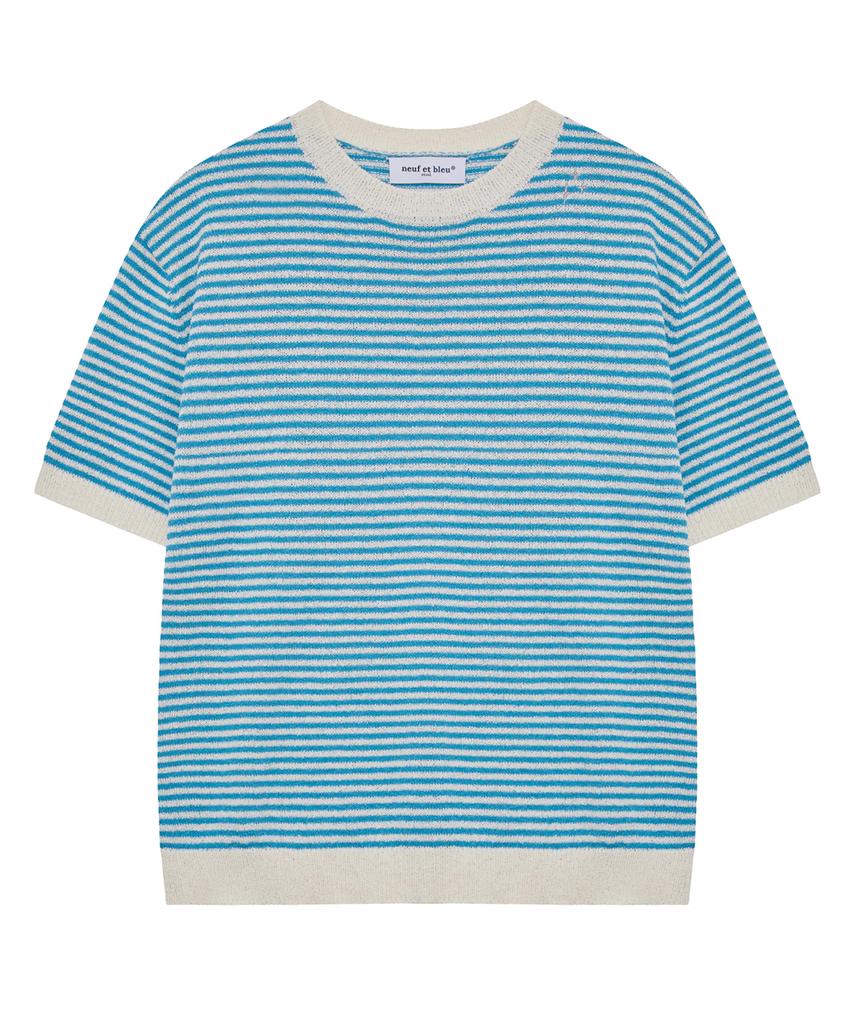 Nupeuebeullu Neb Stripe Half Knit (Skyblue)