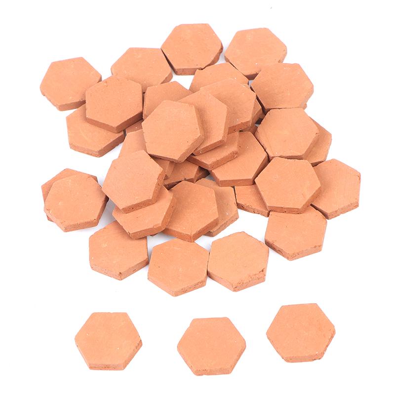 40Pcs 1/16 Scale Simulation Miniature Hexagon Red Brick Model Toy