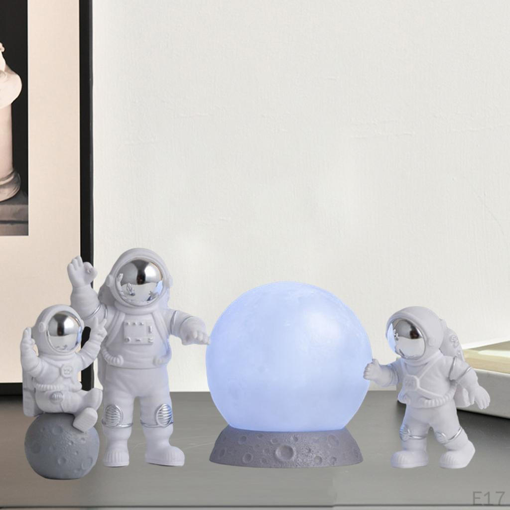 4 Pcs Cute Astronaut Statue PVC Ornament Fireplace Figurine Decoration Sculpture Home