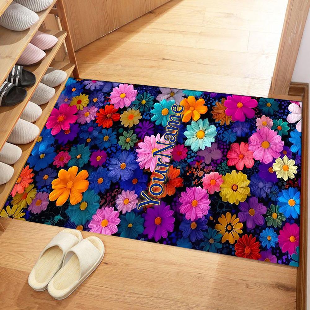 Rose Customize Text Floor Mat Suitable for Entryway Balcony Hallway Living Rooms Antislip Carpet Office home decor Best for Christmas