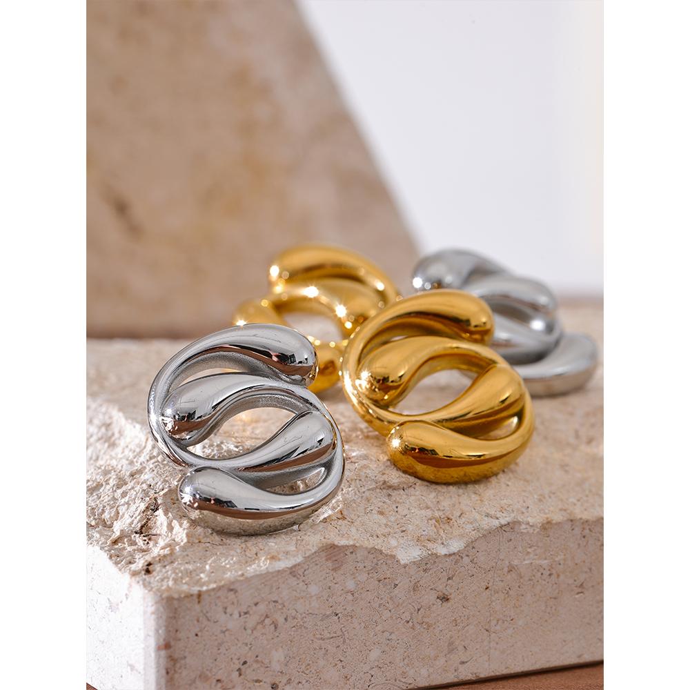 Eetit 2024 Stilvolle, einzigartige geometrische Ohrstecker aus Edelstahl, 18 Karat vergoldet, wasserdicht, hochwertiges Schmuckgeschenk