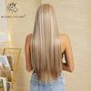 BLONDE UNICORN Blonde Headband Synthetic Wigs Long Straight Hair Wigs for Women Heat Resistant Fiber Daliy Party Use