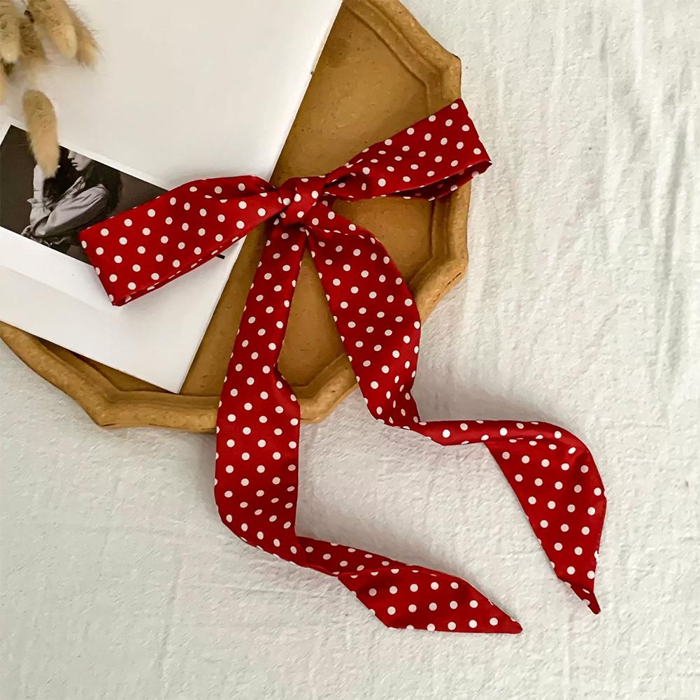 Fashion Dot Ribbon Silk Scarf Women Thin Neck Scarves Lady Small Shawls Bandana Narrow Female Neckerchief Dress Accessories