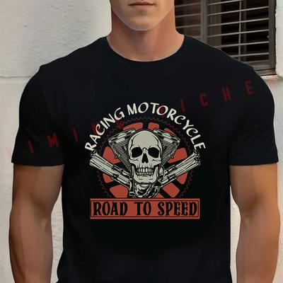 Racing Motorcycle Road To Speed MotorcycleBlack Cotton T-Shirt New  Casual O-neck Short Sleeve Top Tees