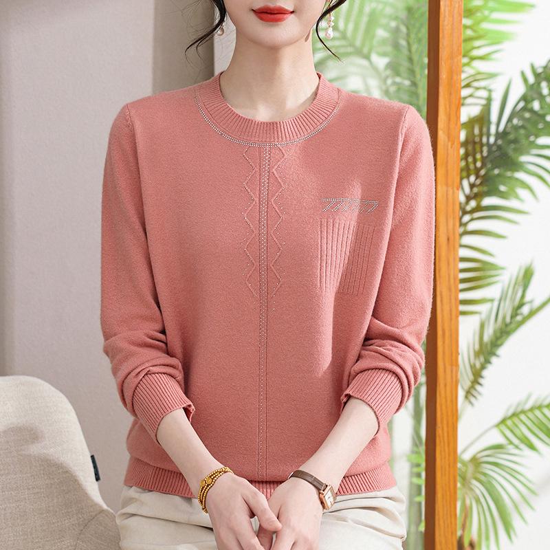 Chic Spring & Autumn Knitwear for Stylish Middle-Aged & Elderly Moms - Loose Fit Women s Top 2XL розовый