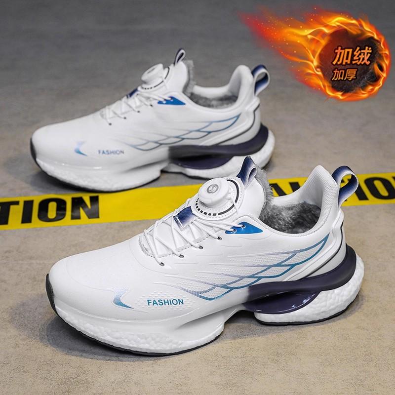 Rotating button winter cotton shoes student running shoes shock absorption casual running sneakers