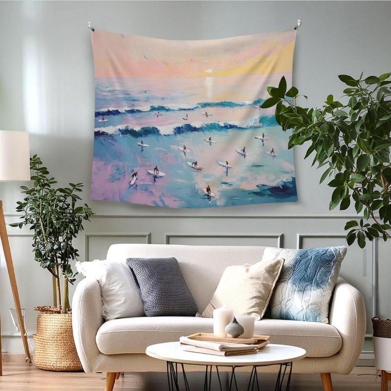 Coastal Ocean Beach Hanging Wall Tapestry For Bedroom, Summer Coastal Surfing Ocean Beachy Wall Hanging Decor Tapestry For Home 70x100CM
