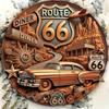 2D Vintage Route 66 Metal Sign, Retro Tin Plate Poster for Home Bar, Rustic Wall Art Decor for Cafe Club Garage