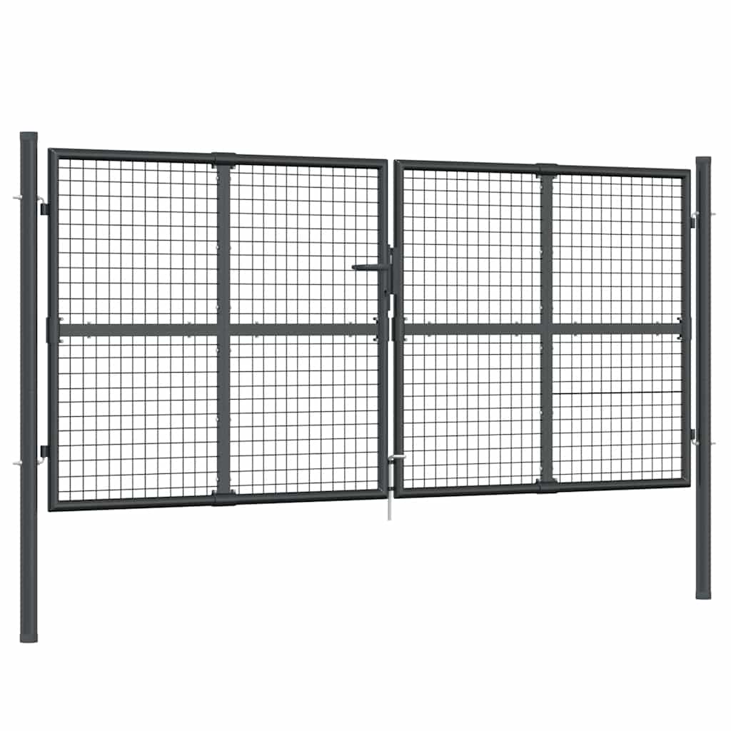 vidaXL Maschen-Gartentor Anthrazit 300x125 cm Verzinkter Stahl