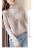 Women's Sheer Lace Long Sleeve Top with Half High Neck