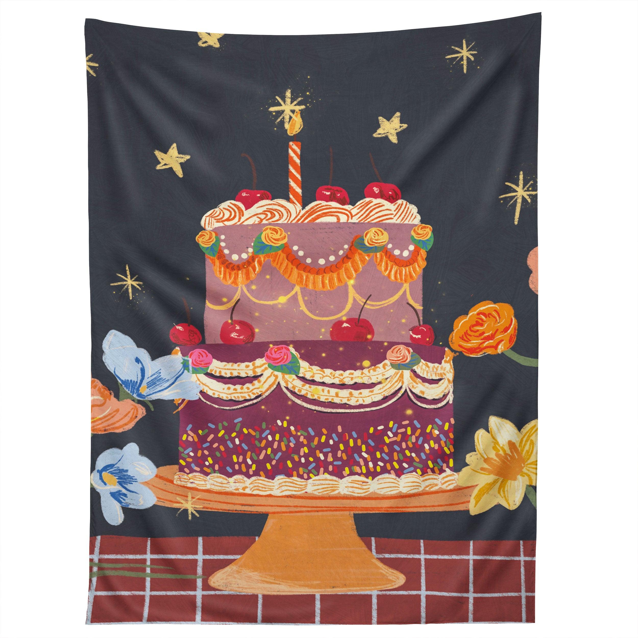 CHERRIES ON TOP tapestry 75x100