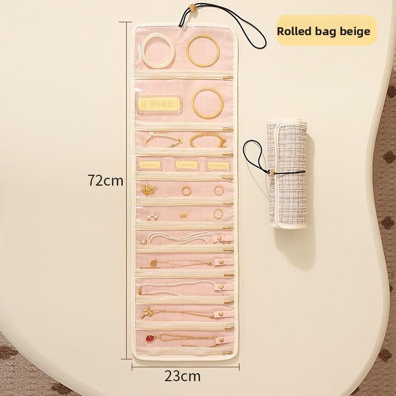 Schminktasche - Großer Kapazität Gold Schmuckorganisator - Tragbare Reise Schmuck Roll-up Tasche
