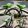 Classic Retro Bike Saddle Green With Rivet Accents Durable Padded Seat For Commuters