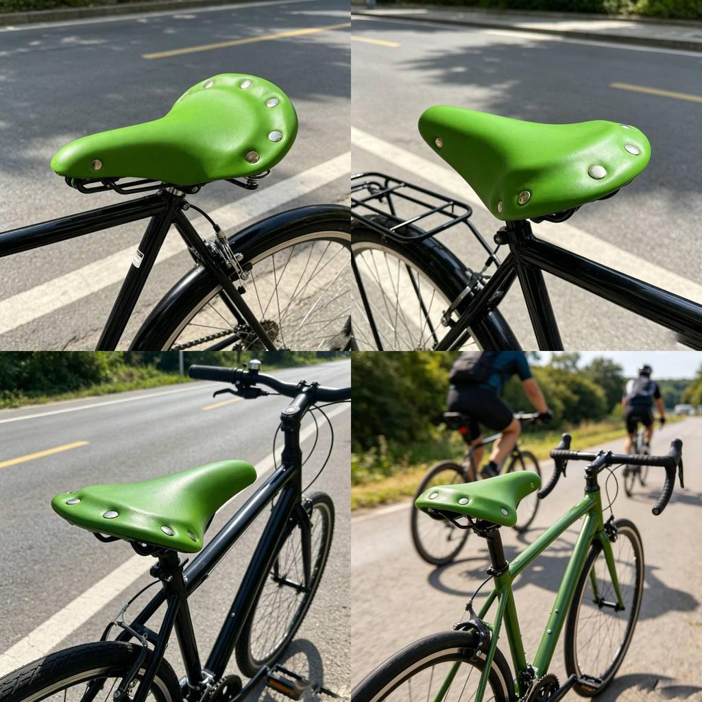Classic Retro Bike Saddle Green With Rivet Accents Durable Padded Seat For Commuters