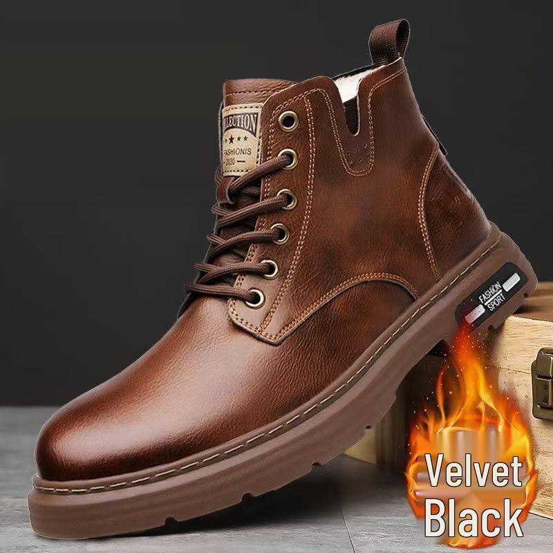 Trendige Martin-Stiefel für Herren - Stilvolle Baumwoll-Freizeit-Arbeitsstiefel im britischen Stil mit Übergrößen-Optionen