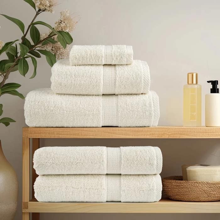 VidaXL Premium Quality Towels 2 Pcs, Shower Towels, Bath Sheets, Guest Towels for Toilet, Cream 137485