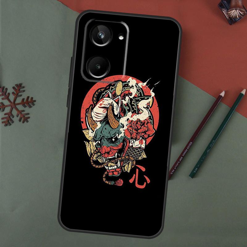 Samurai Oni Mask Case For Realme 15 Pro GT7 GT6 C65 C67 C61 C53 C55 C51 C35 C63 C71 C75 11 12 13 14 Pro Plus