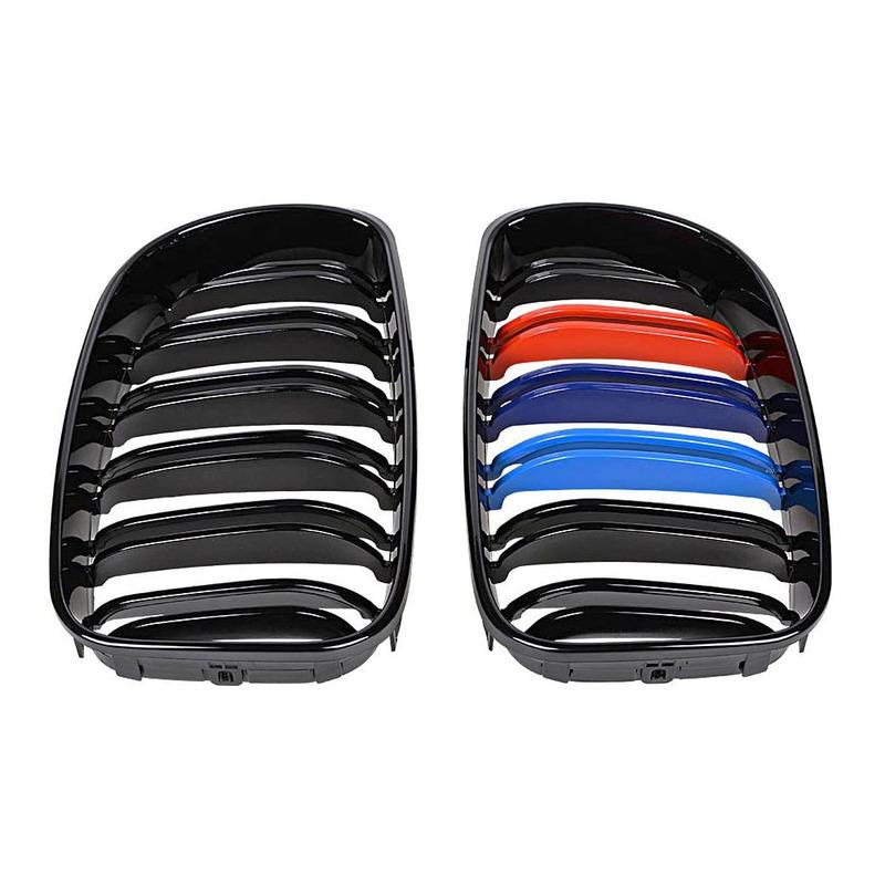Gloss Black M Style Grille Front Bumper Grille For BMW E81 E82 E87 E88 128I 135I 2007-2011 Double Line Front Bumper Grills
