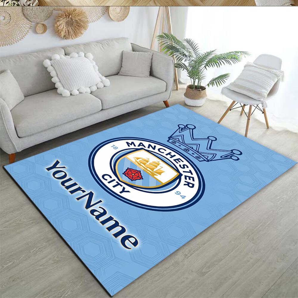Manchester City Personalized Name Carpet Suitable for Bedrooms Balcony Playrooms Game Room Antislip Carpet Decorate Offices Wedding Party Gift