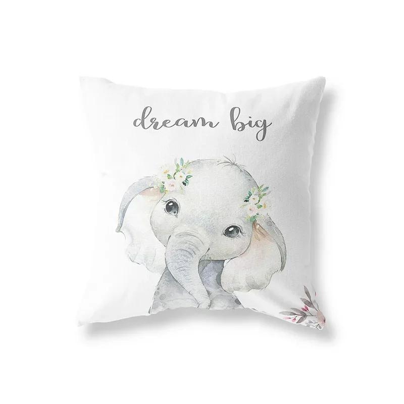 Cute Rabbit Giraffe Animals Children Room Decor Polyester  Cushion Cover Sofa Pillow  Home Decoration Throw Pillowcase